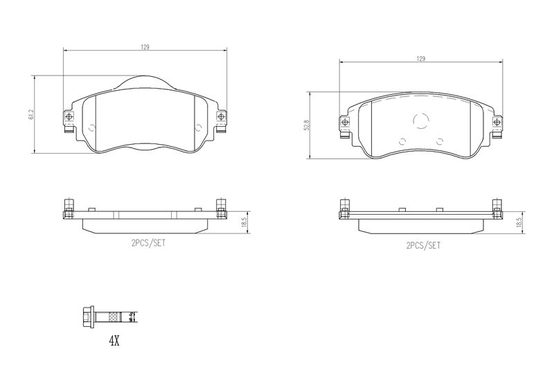 Комплект гальмівних накладок, дискове гальмо BREMBO P 61 105