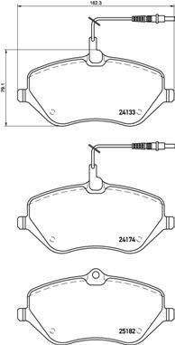 Комплект гальмівних накладок, дискове гальмо BREMBO P 61 119