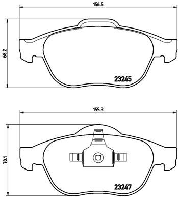 Комплект гальмівних накладок, дискове гальмо BREMBO P 68 030