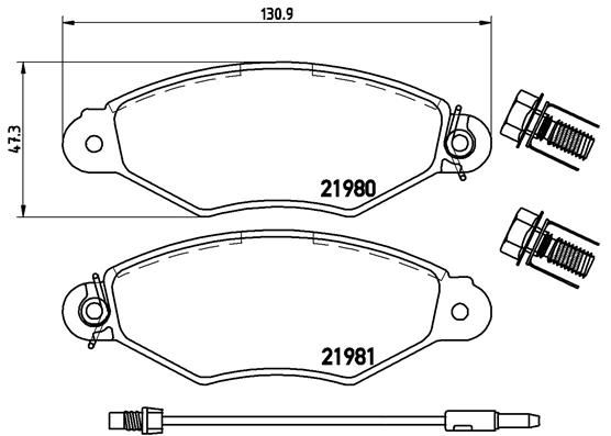 Комплект гальмівних накладок, дискове гальмо BREMBO P 68 042