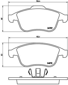 Stabdžių trinkelių rinkinys, diskinis stabdys BREMBO P 68 045