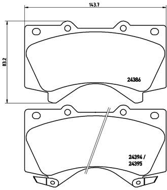 Комплект гальмівних накладок, дискове гальмо BREMBO P 83 107