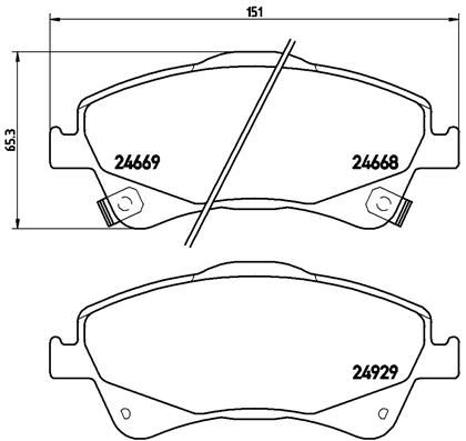 Комплект гальмівних накладок, дискове гальмо BREMBO P 83 109