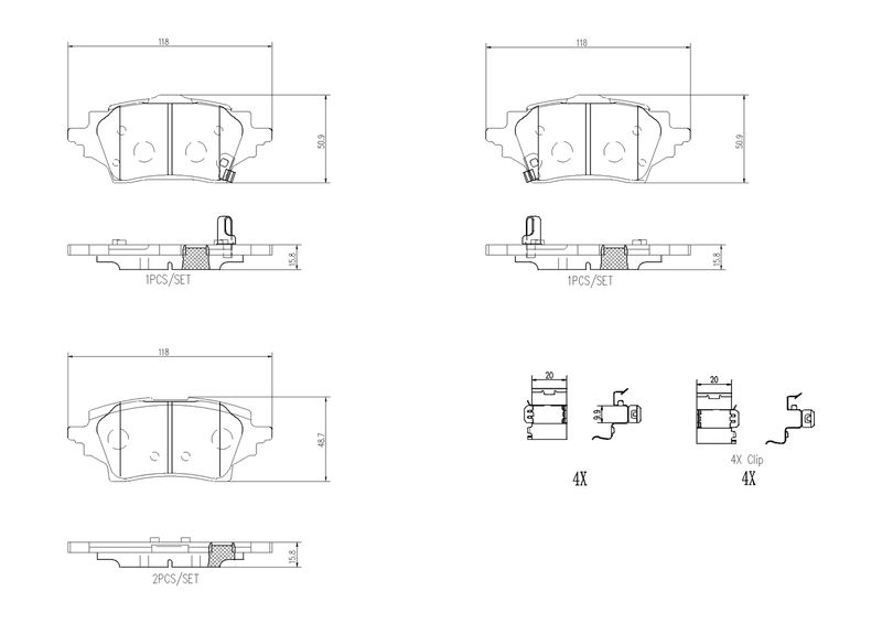 Stabdžių trinkelių rinkinys, diskinis stabdys BREMBO P 83 178