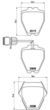 Комплект гальмівних накладок, дискове гальмо BREMBO P 85 054