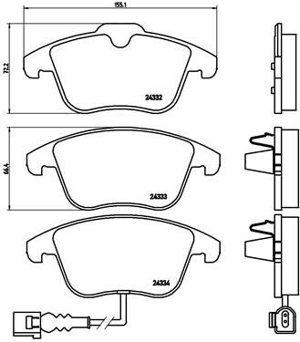 Stabdžių trinkelių rinkinys, diskinis stabdys BREMBO P 85 112