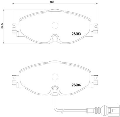 Комплект гальмівних накладок, дискове гальмо BREMBO P 85 126