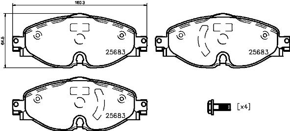 Комплект гальмівних накладок, дискове гальмо BREMBO P 85 147