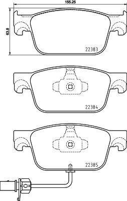 Комплект гальмівних накладок, дискове гальмо BREMBO P 85 153