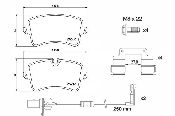 Brake Pad Set, disc brake BREMBO P 85 157