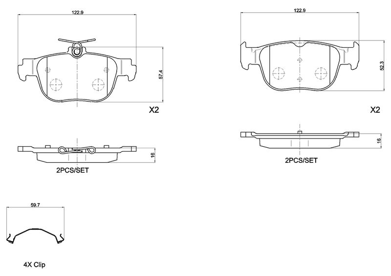 Комплект гальмівних накладок, дискове гальмо BREMBO P 85 189