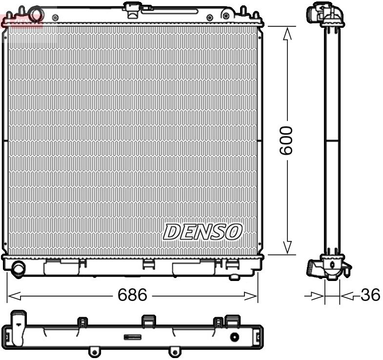 Радіатор, система охолодження двигуна DENSO DRM46041