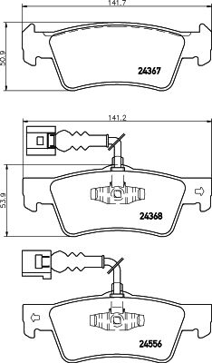 Комплект гальмівних накладок, дискове гальмо MINTEX MDB2822