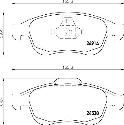 Комплект гальмівних накладок, дискове гальмо MINTEX MDB3043