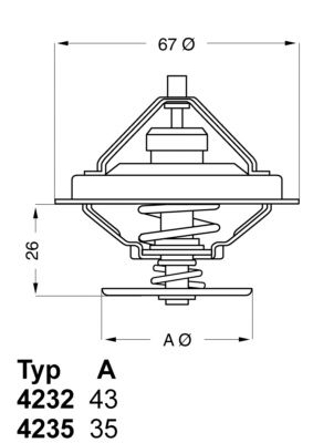 Termostatas, aušinimo skystis BorgWarner (Wahler) 4235.80D