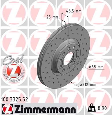 Гальмівний диск ZIMMERMANN 100.3325.52