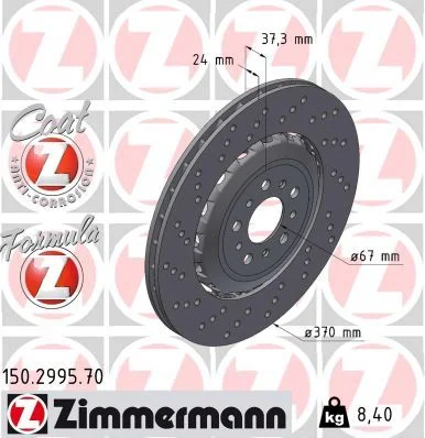 Stabdžių diskas ZIMMERMANN 150.2995.70