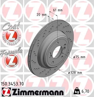 Stabdžių diskas ZIMMERMANN 150.3453.70