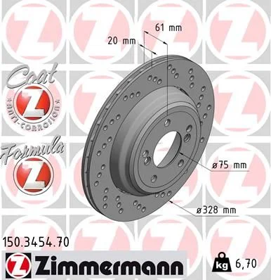 Stabdžių diskas ZIMMERMANN 150.3454.70