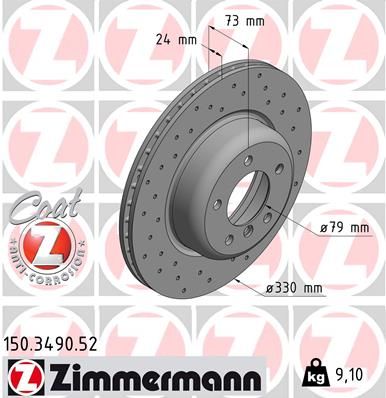 Stabdžių diskas ZIMMERMANN 150.3490.52