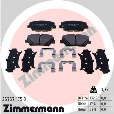 Stabdžių trinkelių rinkinys, diskinis stabdys ZIMMERMANN 25757.175.3