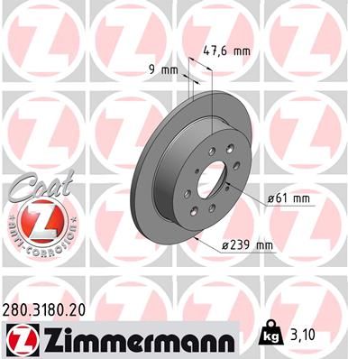 Гальмівний диск ZIMMERMANN 280.3180.20