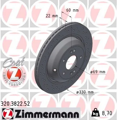 Brake Disc ZIMMERMANN 320.3822.52