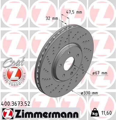 Stabdžių diskas ZIMMERMANN 400.3673.52