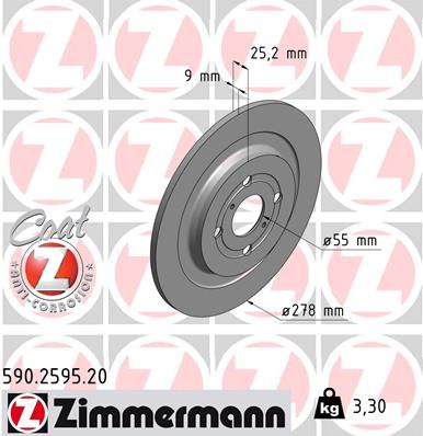 Stabdžių diskas ZIMMERMANN 590.2595.20