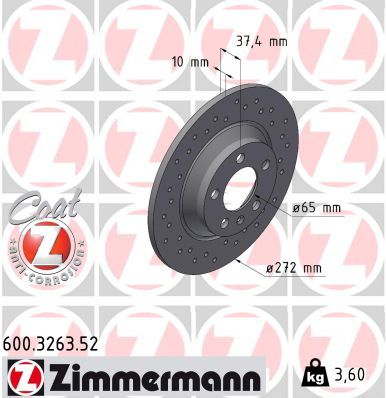 Stabdžių diskas ZIMMERMANN 600.3263.52