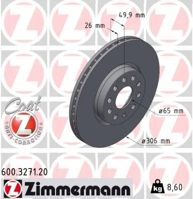 Stabdžių diskas ZIMMERMANN 600.3271.20