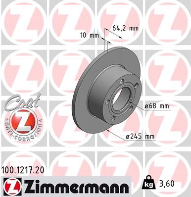 Stabdžių diskas ZIMMERMANN 100.1217.20