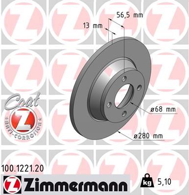 Гальмівний диск ZIMMERMANN 100.1221.20