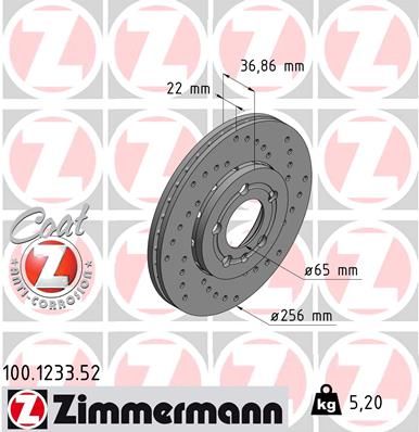 Brake Disc ZIMMERMANN 100.1233.52