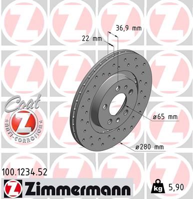 Гальмівний диск ZIMMERMANN 100.1234.52