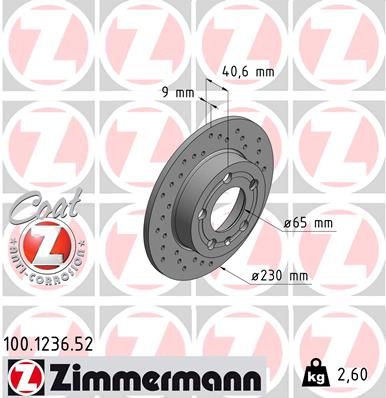 Stabdžių diskas ZIMMERMANN 100.1236.52