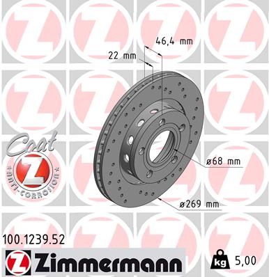 Stabdžių diskas ZIMMERMANN 100.1239.52