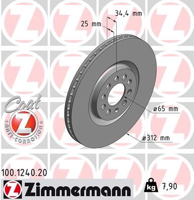 Stabdžių diskas ZIMMERMANN 100.1240.20