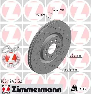 Stabdžių diskas ZIMMERMANN 100.1240.52