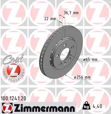 Stabdžių diskas ZIMMERMANN 100.1241.20