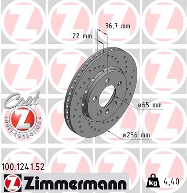 Stabdžių diskas ZIMMERMANN 100.1241.52