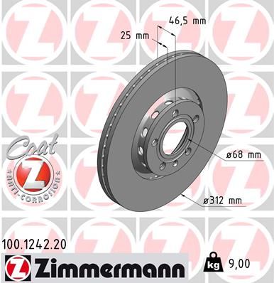 Stabdžių diskas ZIMMERMANN 100.1242.20