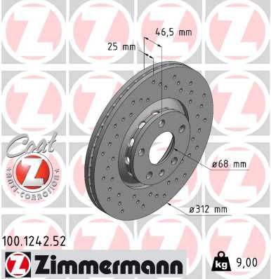 Brake Disc ZIMMERMANN 100.1242.52