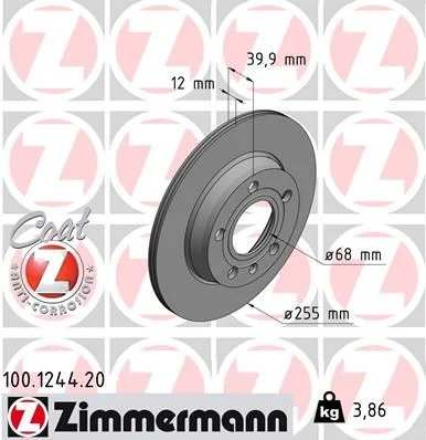 Stabdžių diskas ZIMMERMANN 100.1244.20