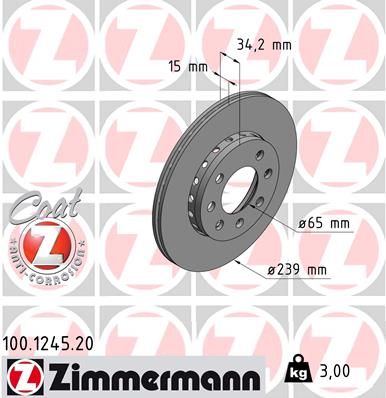 Гальмівний диск ZIMMERMANN 100.1245.20