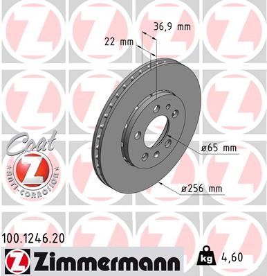 Brake Disc ZIMMERMANN 100.1246.20