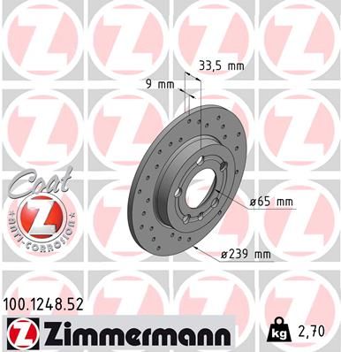 Stabdžių diskas ZIMMERMANN 100.1248.52