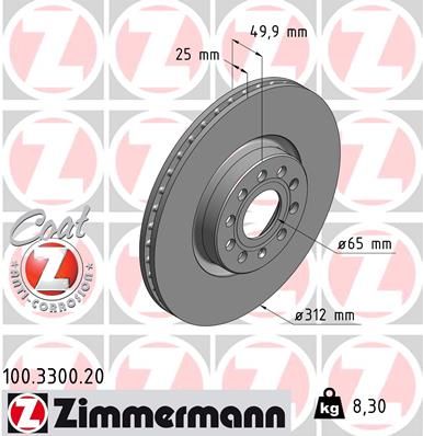 Brake Disc ZIMMERMANN 100.3300.20