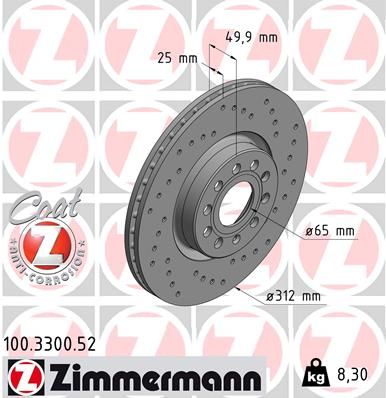 Гальмівний диск ZIMMERMANN 100.3300.52