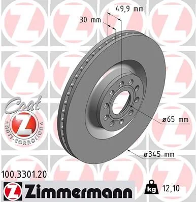 Stabdžių diskas ZIMMERMANN 100.3301.20